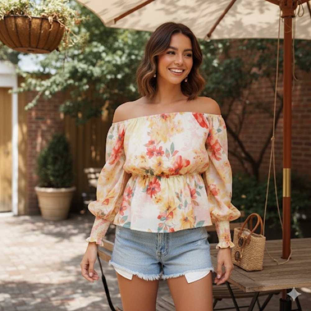Perfectly Pricilla Off Shoulder Floral Top Size 2X ( NWOT)